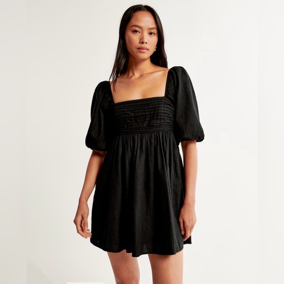 Abercrombie & Fitch Dresses & Skirts - A&F Emerson Linen-Blend Puff Sleeve Mini Dress (M)